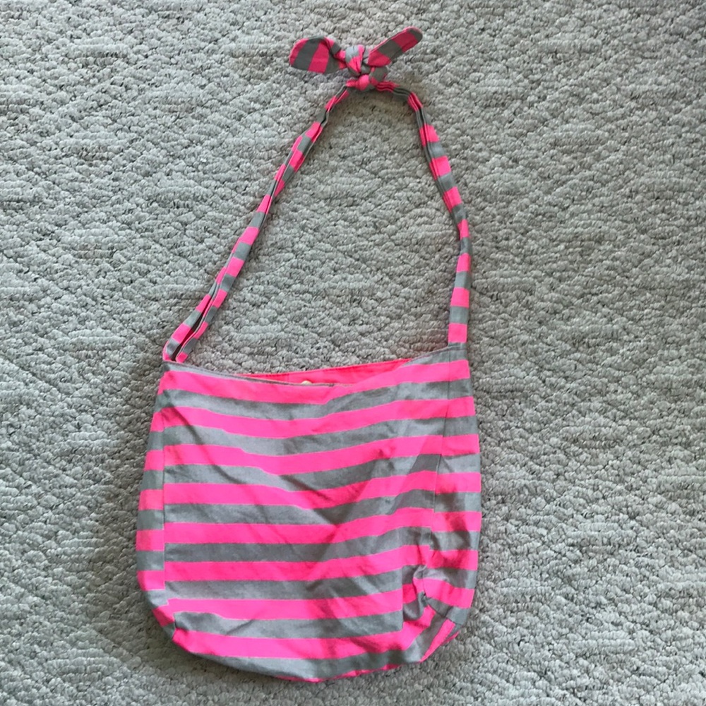 Gray and pink bag